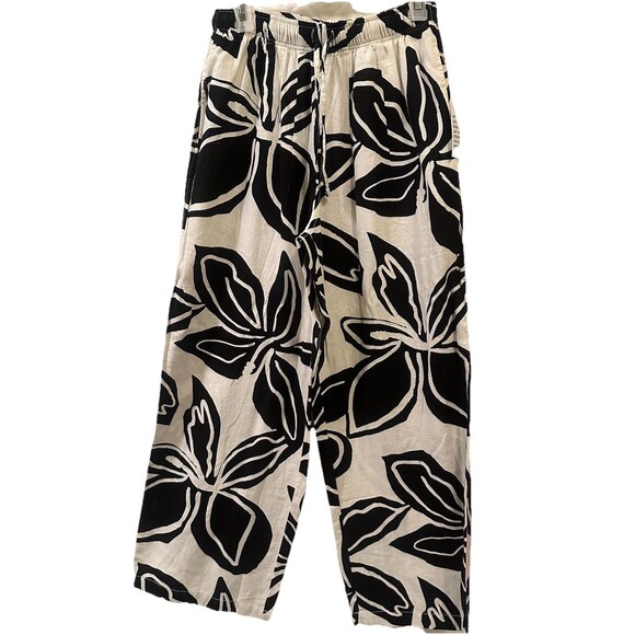 Topshop Nordstrom Floral Wide Leg Linen Blend Pant Size Small 4-6 - Picture 1 of 3